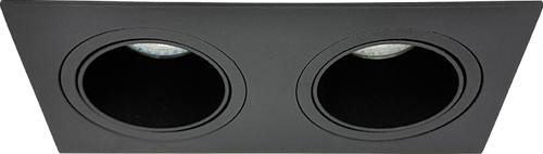 GU10 LED inbouwspot armatuur Spy vierkant dubbel zwart | Sigmalicht | zaagmaat 80mm-1