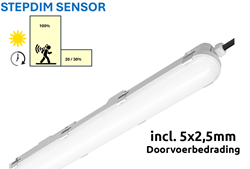 Waterdichte LED TL armatuur Atlantic IP66 3000-4000-6000K +  5x2,5mm doorvoerbedrading + STEPDIM